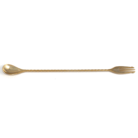 cocktail bar fork Trident golden coloured  L 500 mm | twisted handle product photo
