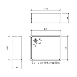 Gastronorm welded basin | 1 basin GN 2/1 | drain hole on the left product photo