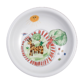 soup plate 600 ml porcelain multi-coloured | decor "zoo"  Ø 200 mm product photo