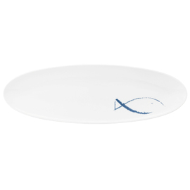 coupe plate COUP FINE DINING BLUE SEA oval 441 mm x 142 mm porcelain product photo