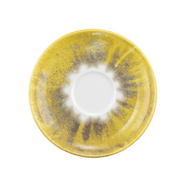 cappuccino saucer BATIK KURKUMA Ø 147 mm porcelain yellow with decor product photo