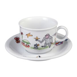children cup with handle 210 ml porcelain multi-coloured decor "zoo" with saucer product photo