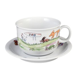 breakfast cup with handle 350 ml porcelain multi-coloured decor "zoo" with saucer product photo