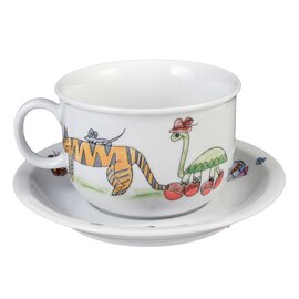 breakfast cup with handle 350 ml porcelain multi-coloured decor "zoo" with saucer product photo  S