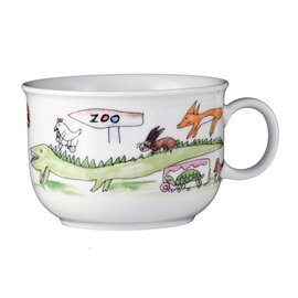 breakfast cup with handle porcelain multi-coloured decor "zoo" product photo