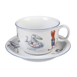 breakfast cup with handle 350 ml porcelain multi-coloured decor "wildlife" with saucer product photo