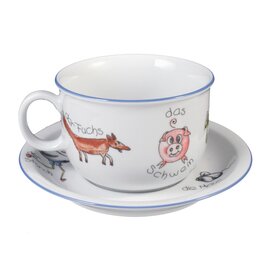breakfast cup with handle 350 ml porcelain multi-coloured decor "wildlife" with saucer product photo  S