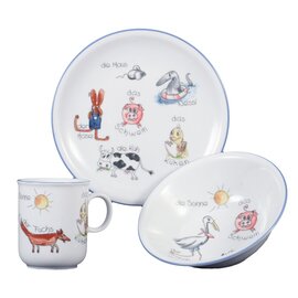 children's set porcelain multi-coloured | decor "wildlife" mug | plate | bowl product photo