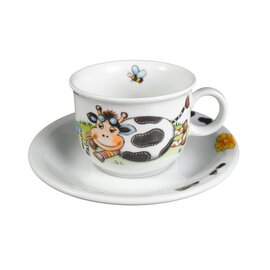 children cup with handle 210 ml porcelain multi-coloured decor "cows" with saucer product photo