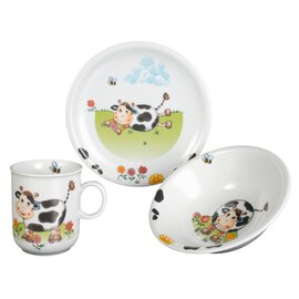 children's set porcelain multi-coloured | decor "cows" mug | plate | bowl  Ø 200 mm product photo
