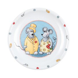 breakfast plate porcelain multi-coloured | Decor "mice"  Ø 200 mm product photo
