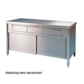 Prep table clearance with drawers