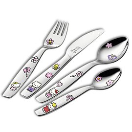 children's cutlery HELLO KITTY 4-part stainless steel colorful "Hello Kitty" theme product photo