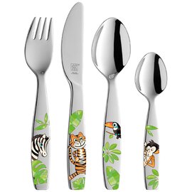 children's cutlery DSCHUNGEL 4-part stainless steel colorful theme for children product photo