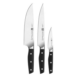 Knife set, 3-pcs., Series: Profection, consisting of knick- and twine knife, meat knife 8 '' 200 mm and cooking knife 8 '' 200 mm, handle: riveted, Vollerl, Kunststoff-Schalen, schwarz product photo