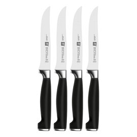 Steak set 4-pcs., Series: TWIN Fourstar II, consisting of 4 steak knives 120 mm, handle: plastic, black, stainless steel application product photo