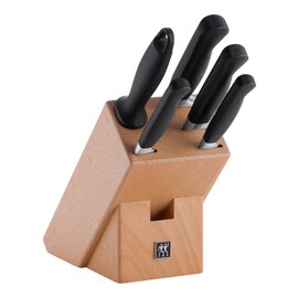 Knife block, natural, 6 pcs., Series: Pure, handle: plastic, black product photo
