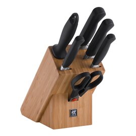 knife block PURE bamboo with 5 knives|sharpening steel |scissors  L 300 mm  H 260 mm product photo