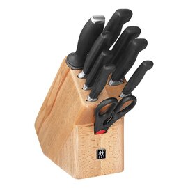 Knife block, natural, 10 pcs., Series Fourstar ®, handle: plastic, black, size: 340 x 115 x 310 mm product photo