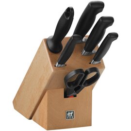 knife block FOUR STAR wood with 4 knives |sharpening steel|scissors  L 300 mm  H 260 mm product photo