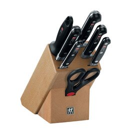 knife block wood with 5 knives|sharpening steel |scissors  L 320 mm  H 290 mm product photo