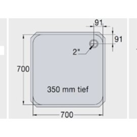 kitchen sink E 7 x 7 x 3.5 stainless steel 700 x 700 x 350 mm product photo