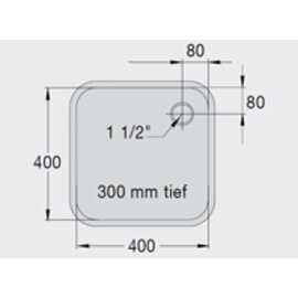 weld-in swing basin E 4 x 4 x 3 stainless steel 400 x 400 x 300 mm | outlet type on the right product photo  S