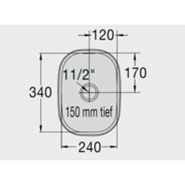 kitchen sink E 2.4 x 3.4 x 1.5 stainless steel 240 x 340 x 150 mm | outlet type center | overflow protection product photo