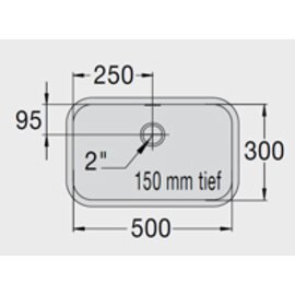kitchen sink E 5 x 3 x 1.5 stainless steel 500 x 300 x 150 mm | outlet moulding | overflow protection product photo