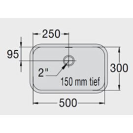 kitchen sink E 5 x 3 x 1.5 stainless steel 500 x 300 x 150 mm | overflow protection product photo