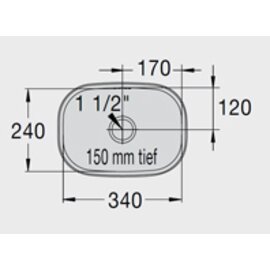 kitchen sink E 3.4 x 2.4 x 1.5 stainless steel 340 x 240 x 150 mm | outlet type center | overflow protection product photo