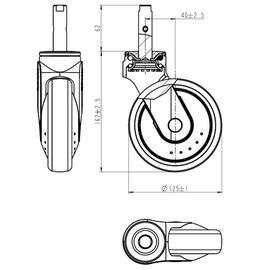 Plastic swivel castor (1 piece) without brake for serving trolleys SW 6x4 and SW 8x5 product photo