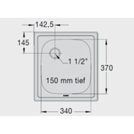 built-in sink ED 7.1 x 5.8 stainless steel 340 x 370 x 150 mm | overflow protection product photo  S