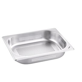 Gastronorm cooking insert, G-KEN G 1 / 2-60, with hinged handles, material: stainless steel, bottom and wall perforation Ø 4 mm, depth: 60 mm, outside dimensions: 325 x 265 mm, clear width: 295 x 235 mm, volume : 3.5 ltr. product photo