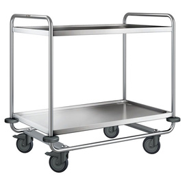 serving trolley SW 10 x 6-2 BASIC | 2 shelves L 1100 mm W 700 mm H 950 mm | 4 swivel castors galvanized steel product photo