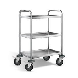 serving trolley SW 6 x 4-3 | 3 shelves L 700 mm W 500 mm H 950 mm | 4 swivel castors plastic product photo