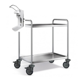 serving trolley SW 8 x 5-2 with disinfectant dispenser | 2 shelves L 900 mm W 600 mm H 950 mm plastic product photo