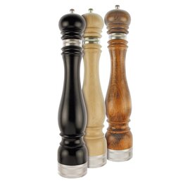 Peppermill with decorative ring, beech, walnut color, 38 cm high, with ceramic grinder (including knurled nut) product photo