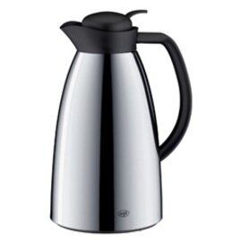 Insulated jug Stilo, 1,0 ltr. Approx. 8 cups, metal chrome-plated, alfiDur-vacuum-hard-glass insert, one-hand operation product photo