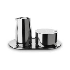 milk and sugar set stainless steel shiny product photo