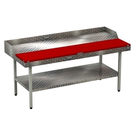 tiered butcher table upstand 100 mm on three sides deposit shelf L 1500 mm W 900 mm H 900 mm product photo