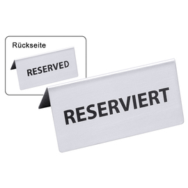 Reserved sign • RESERVIERT/RESERVED • stainless steel L 120 mm H 55 mm product photo