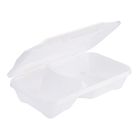 reusable meal tray GN 1/4 PP white | 2 compartments 300 ml | 700 ml product photo