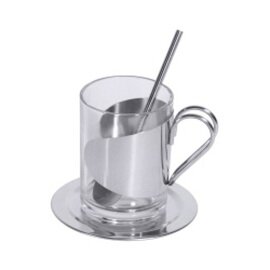 tea glass 15 cl holder | spoon | saucer with handle product photo