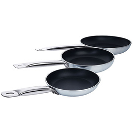 frying pan M 6100 aluminum 3.5 to 4 mm non-stick coated  Ø 200 mm  H 40 mm • long stainless steel handle product photo