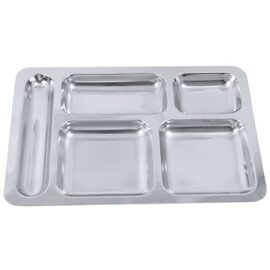 compartment plate stainless steel rectangular | 410 mm  x 285 mm | 5 compartments product photo