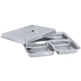 cruet stand plate stainless steel rectangular | 325 mm  x 270 mm | 3 compartments product photo