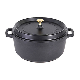 casserole 6.5 ltr cast aluminum black | suitable for induction |  knob handle golden coloured product photo