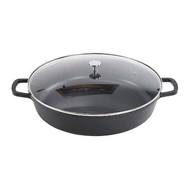 pan with lid round 9.5 ltr cast aluminum black | non-stick coated | stainless steel knob handle product photo