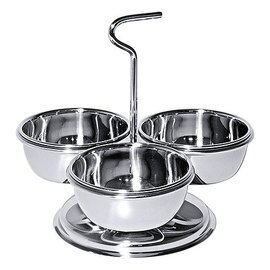 Contacto dip bowl set 200 ml 3x stainless steel 3 bowls stand round L 200 mm H 140 mm